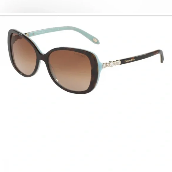 Classic Oversized TIFFANY Women\'s Sunglasses in Brown and Light Blue Tiffany & Co. TF 4127 8134/3B Havana/Blue & Brown Sunglasses  main image 2